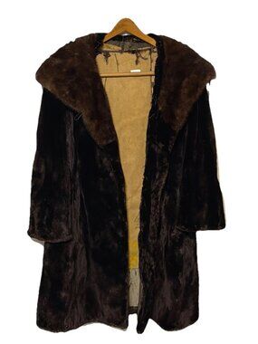 Vintage Dark Brown Fur Mink Coat Women's One Size Made in USA Evans? Doris Day?